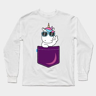 Pocket Unicorn | Cute illustration Long Sleeve T-Shirt